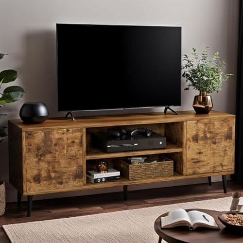 YESHOMY 58 Inch Rustic Brown TV Stand for 65" TVs, Storage Console