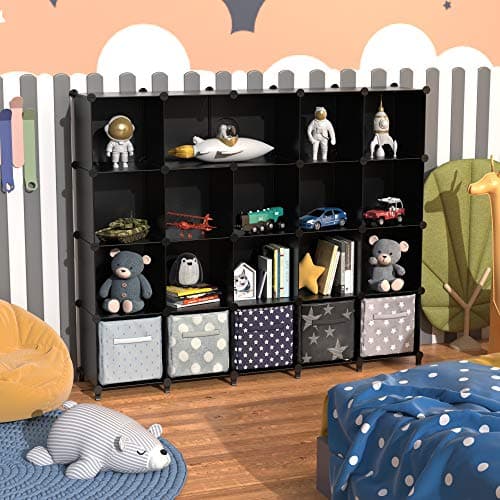 HOMIDEC Modular Cube Storage Organizer, Black, for Living Room, Bedroom, Office
