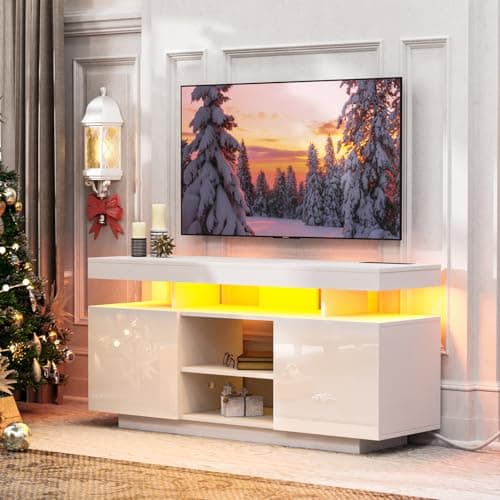 HOMMPA 75 Inch LED TV Stand with Storage & Power Outlets