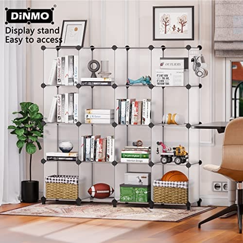 DINMO 16-Cube Storage Organizer, Bookcase & Display Shelf, White
