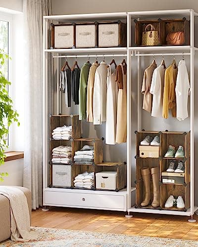 SONGMICS Rustic Brown Cube Storage Set - 16 Piece Closet Organizer