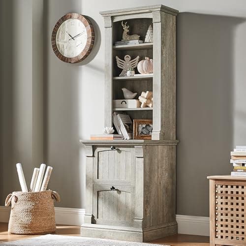 OKD Antique White 72" Tall 4-Tier Storage Bookcase