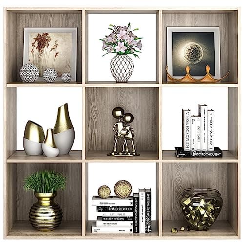 9 Cube Open Shelf Bookcase with Wood Cabinet, Black Storage Organizer for HomeOffice