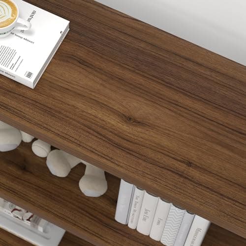 FOLUBAN 3-Tier Industrial Metal & Wood Bookshelf, Rustic Walnut, for Living Room and Bedroom