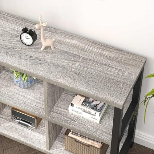 FOLUBAN Light Grey 47 Inch Wood & Metal Cube Storage Organizer