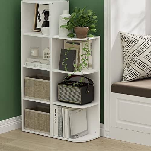 Furinno Pasir 3-Tier Corner Open Shelf, White