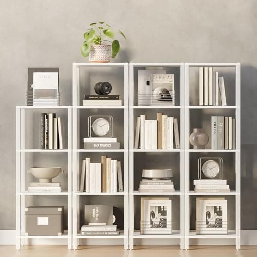 TUTOTAK White 5-Tier Tall Narrow Bookshelf for Small Spaces