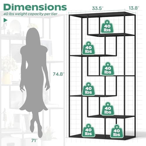 Modern 6-Tier Bookshelf for Display and Storage