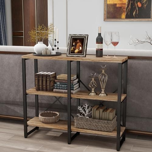 Rustic Industrial 3 Tier Wooden Bookshelf for Home Office