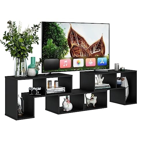 Tangkula 3 Piece TV Stand, Brown - Minimalist Modern Entertainment Center for 50-65 Inch TVs