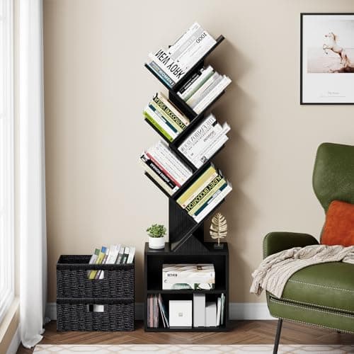 6 Tier Tree Bookshelf with Storage Drawer