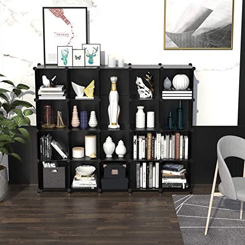 HOMIDEC Modular Cube Storage Organizer, Black, for Living Room, Bedroom, Office