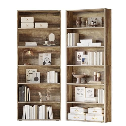 Ironck 6-Tier Floor Standing Bookcase 70" Tall Home Office and Living Room Furniture