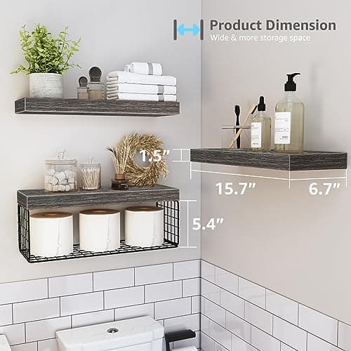 Bathroom Shelves Over Toilet Wall Mounted Floating Shelves Farmhouse Shelf