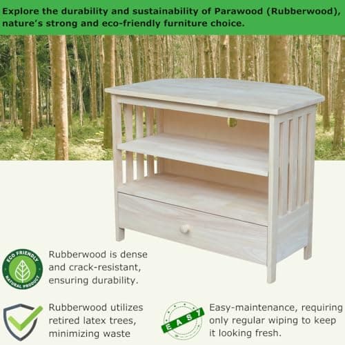 IC International Concepts Mission Corner Entertainment / TV Stand, Solid Real Wood, 35x24x29, Minimal Assembly, DIY Pain