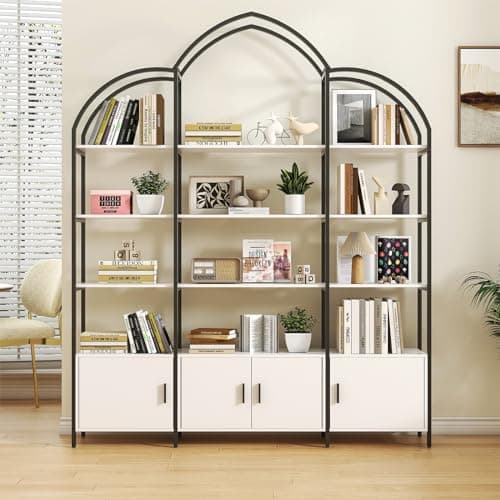 Semoic 3-Tier Industrial Wood Bookshelf, Brown Metal Frame, Living Room & Study Storage Organizer