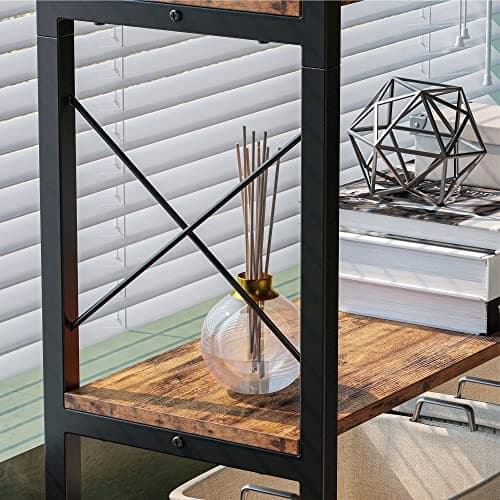 IRONCK Vintage Industrial 6-Shelf Corner Bookshelf with Metal Frame