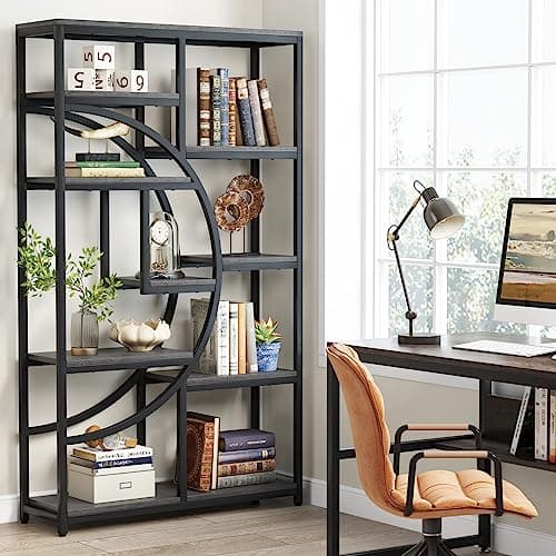 Tribesigns Industrial 5 Tier Tall Freestanding Bookshelf with Open Storage for Living Room and Bedroom