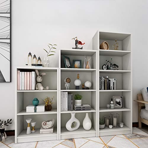 White 3-Layer Wood Bookshelf for Small Spaces Home Office Library