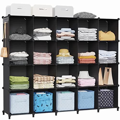 HOMIDEC Modular Cube Storage Organizer, Black, for Living Room, Bedroom, Office