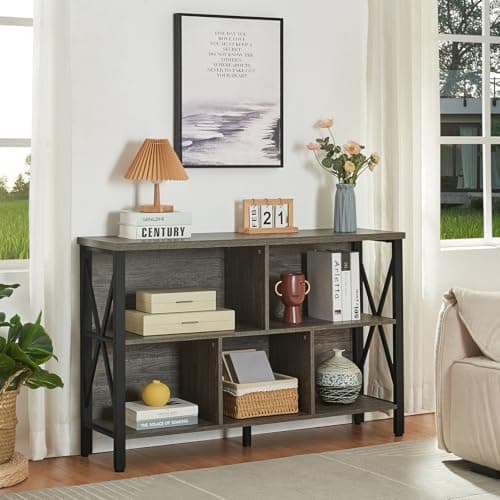 HOMISSUE Rustic Cube Storage Shelf: 5-Cube Organizer with 3-Tier Bookcase for Living Room and Office, Brown