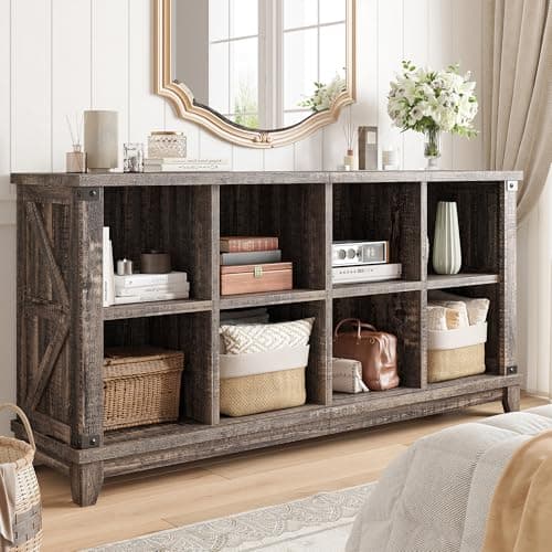 8 Cube Storage Organizer for Bedroom and Office, Black Oak