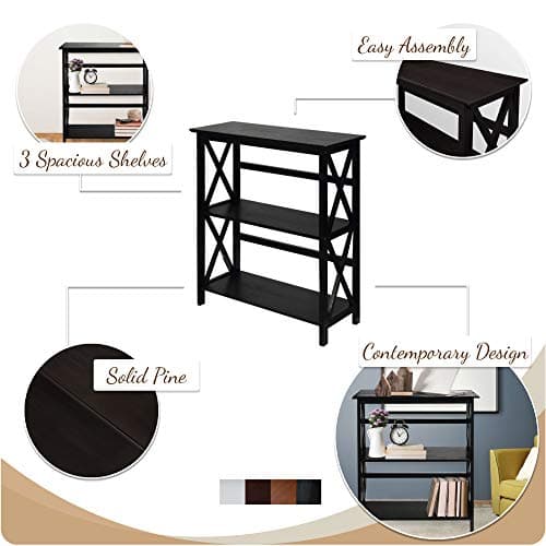 Mountego White 3-Shelf Casual Home Bookcase