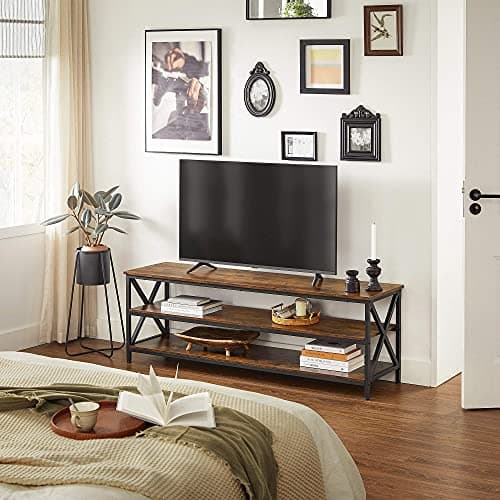 VASAGLE Rustic Brown & Black TV Stand TV Table ULTV100B01