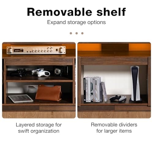 HOMMPA 75 Inch LED TV Stand with Storage & Power Outlets