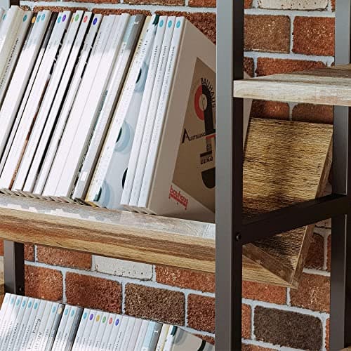IRONCK Industrial Triple Wide 5 Tiers Bookshelf with Metal Frame for Living Room and Home Office