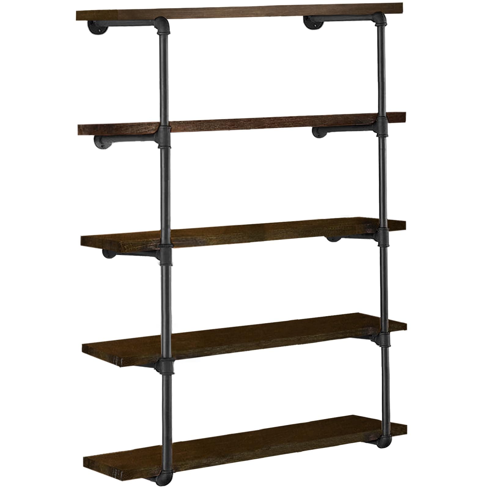 HITOMEN 2 Set 5-Tier 55" Tall Iron Pipe Shelves, Black Vintage Kitchen Storage
