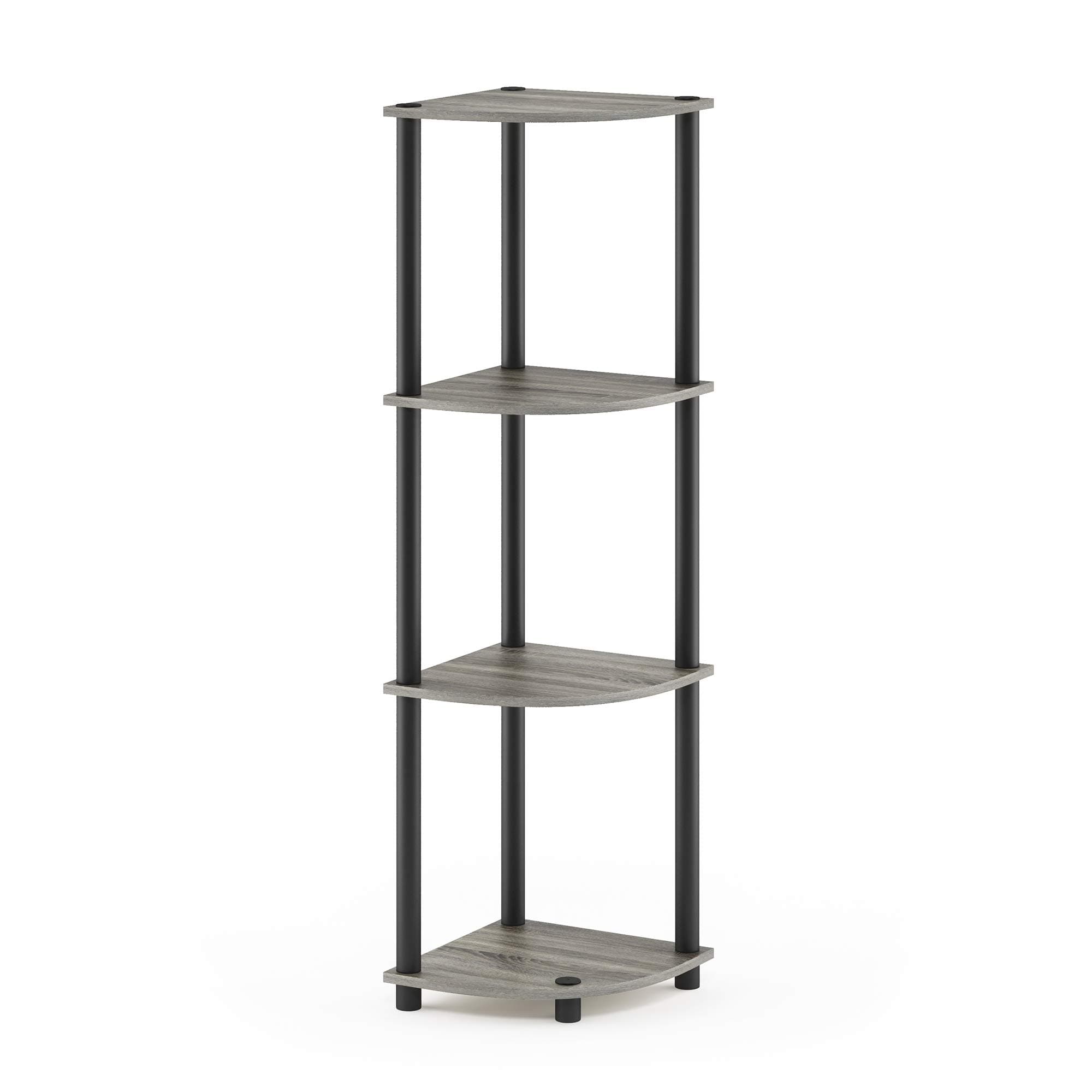 Furinno Turn-N-Tube 4-Tier Corner Grey/Black Display Rack