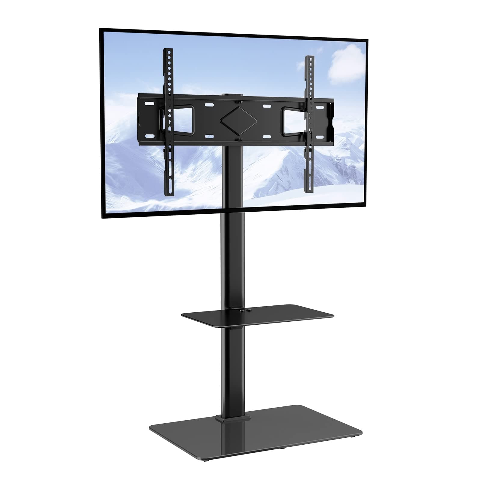 VEVOR Adjustable Swivel TV Stand, 32-65 Inch, Tempered Glass Base