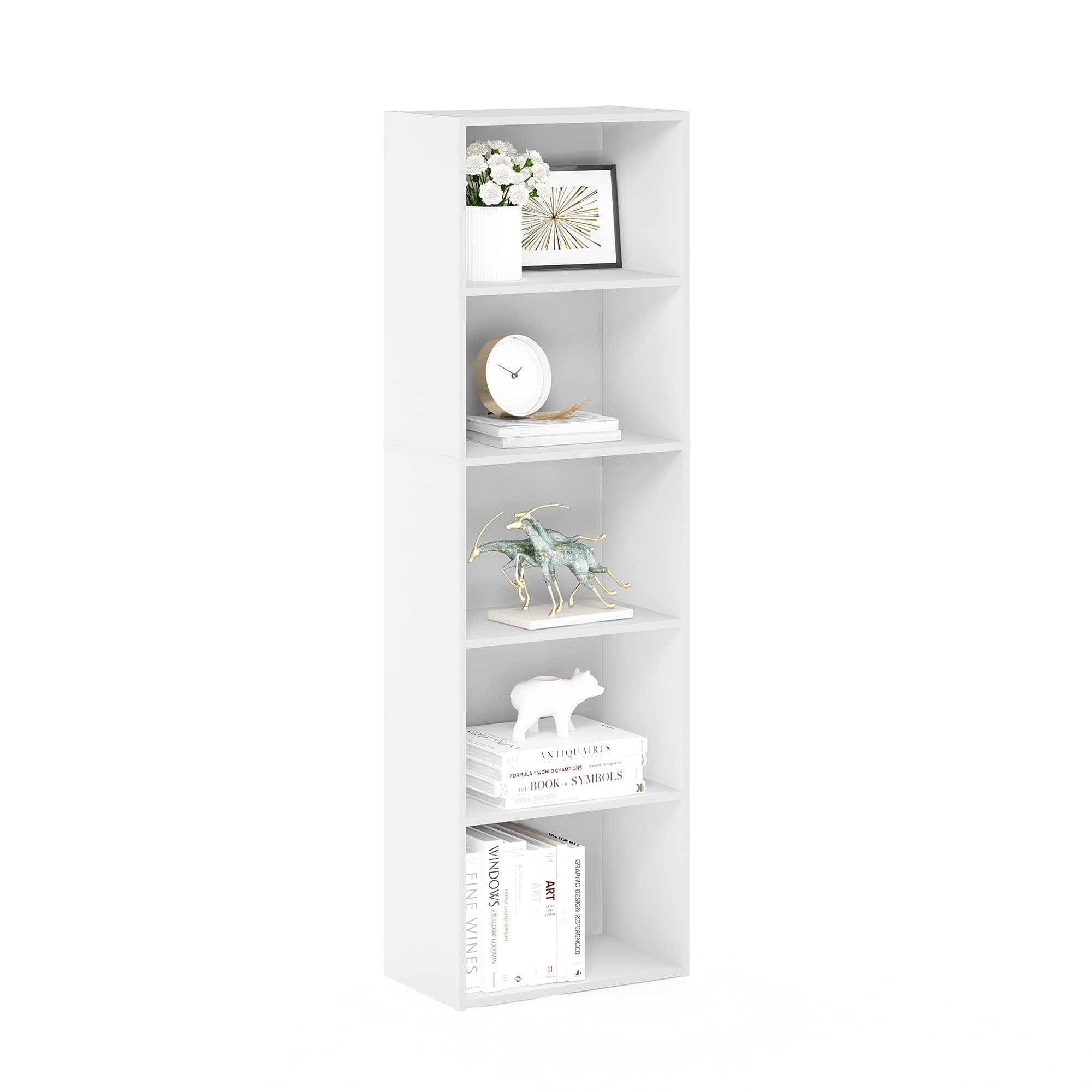 Furinno Luder 5-Tier White Bookcase & Storage