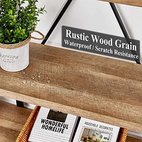 FATORRI Rustic Oak 5-Tier Bookshelf, 51" Wide