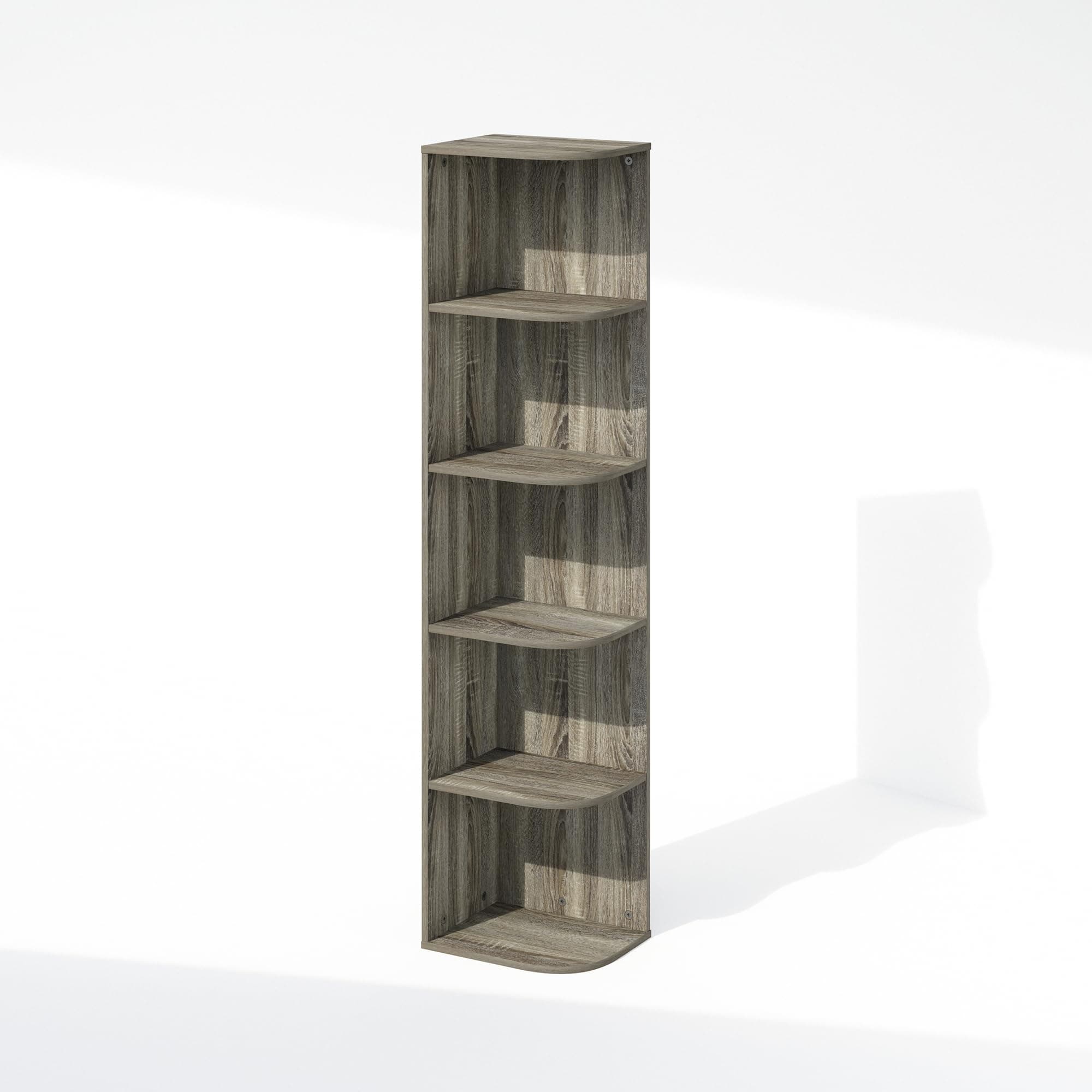 Furinno Reed French Oak 5-Tier Corner Storage Shelf
