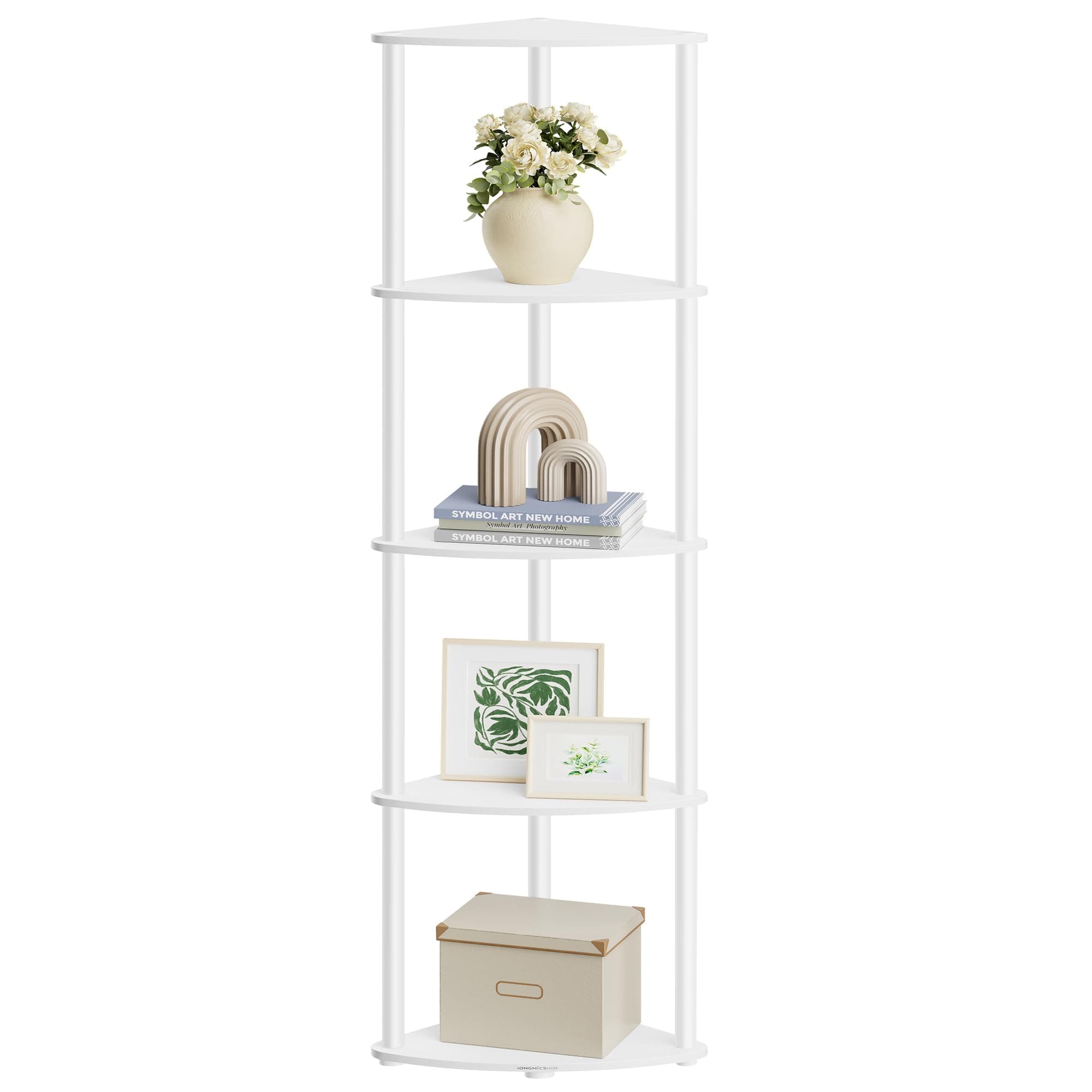 SONGMICS Home ULBC610W01 5-Tier Corner Shelf Stand, Snow White