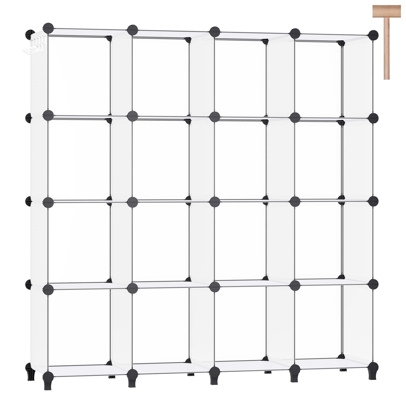 DINMO 16-Cube Storage Organizer, Bookcase & Display Shelf, White