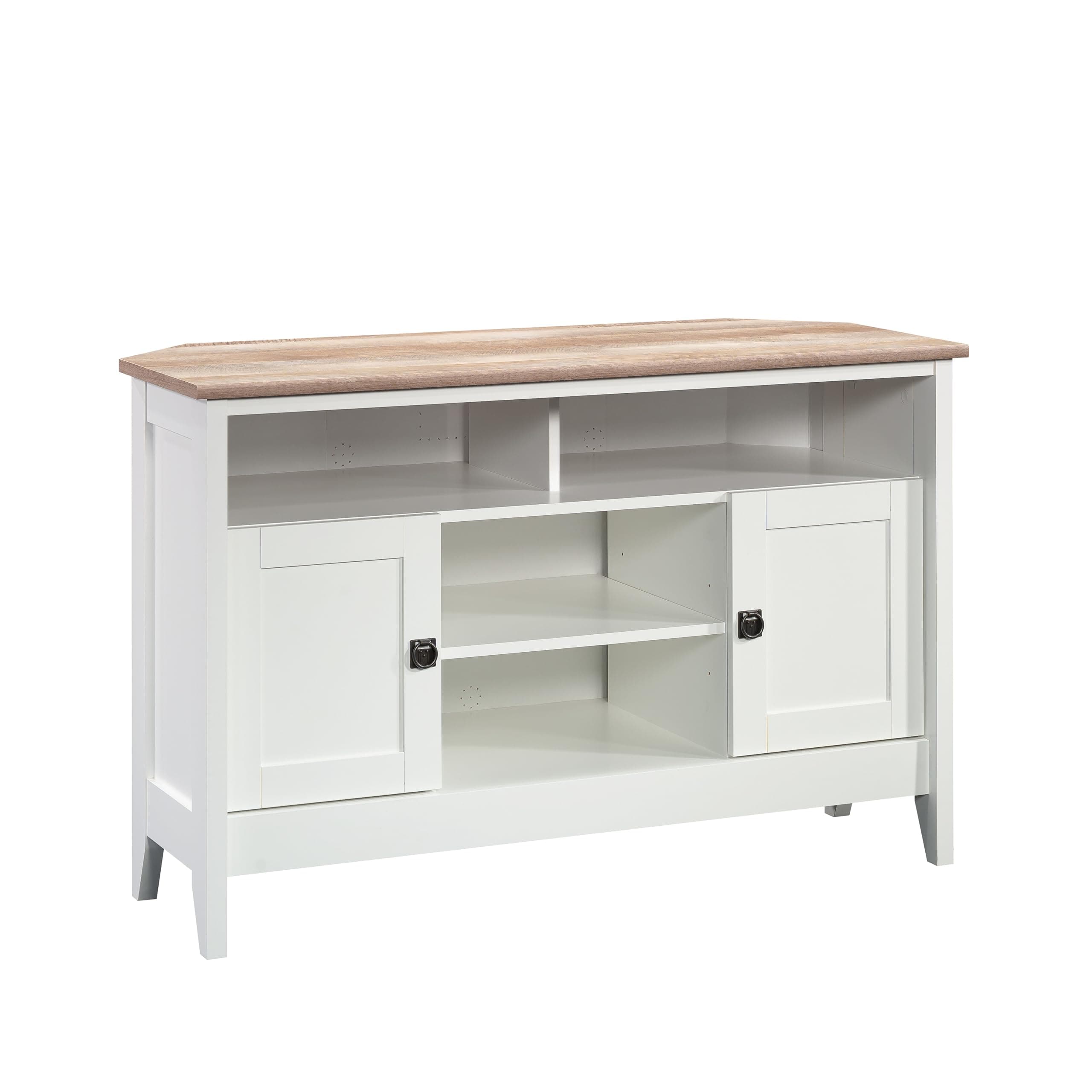 Sauder August Hill Corner TV Stand, Soft White Finish, for 50" TVs