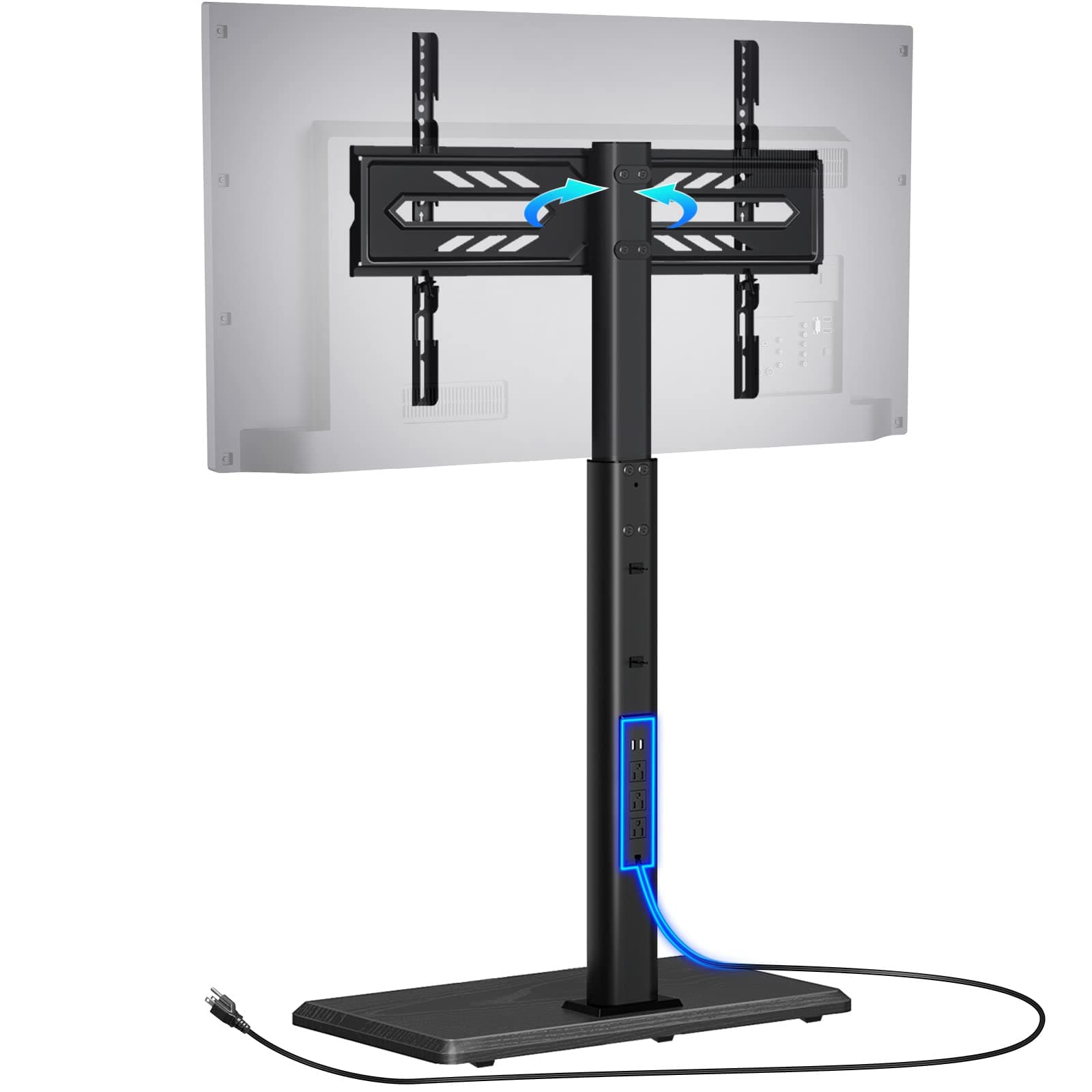 GREENSTELL Height Adjustable TV Stand with Power Outlet