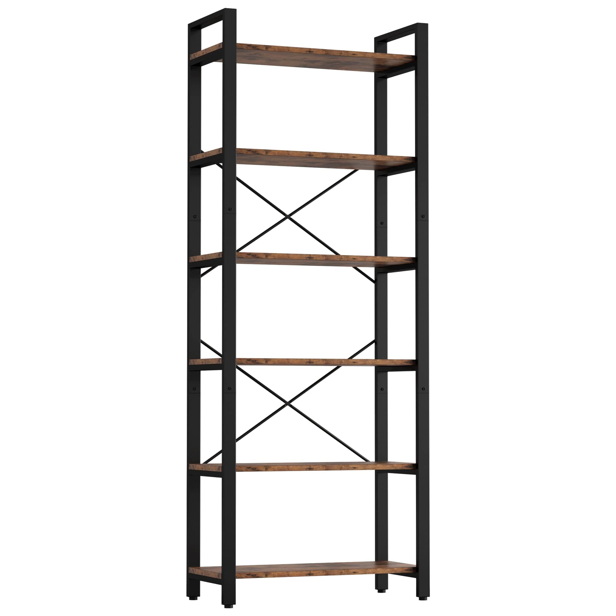 IRONCK 6-Tier Vintage Industrial Bookshelf for Home Office & Living Room