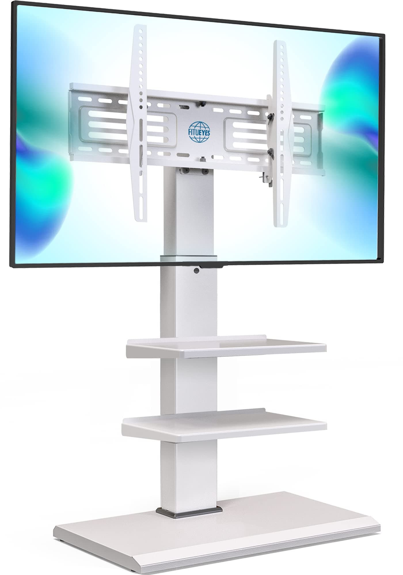 FITUEYES Swivel Tilt Universal TV Stand, White, 32-75 Inch Screens