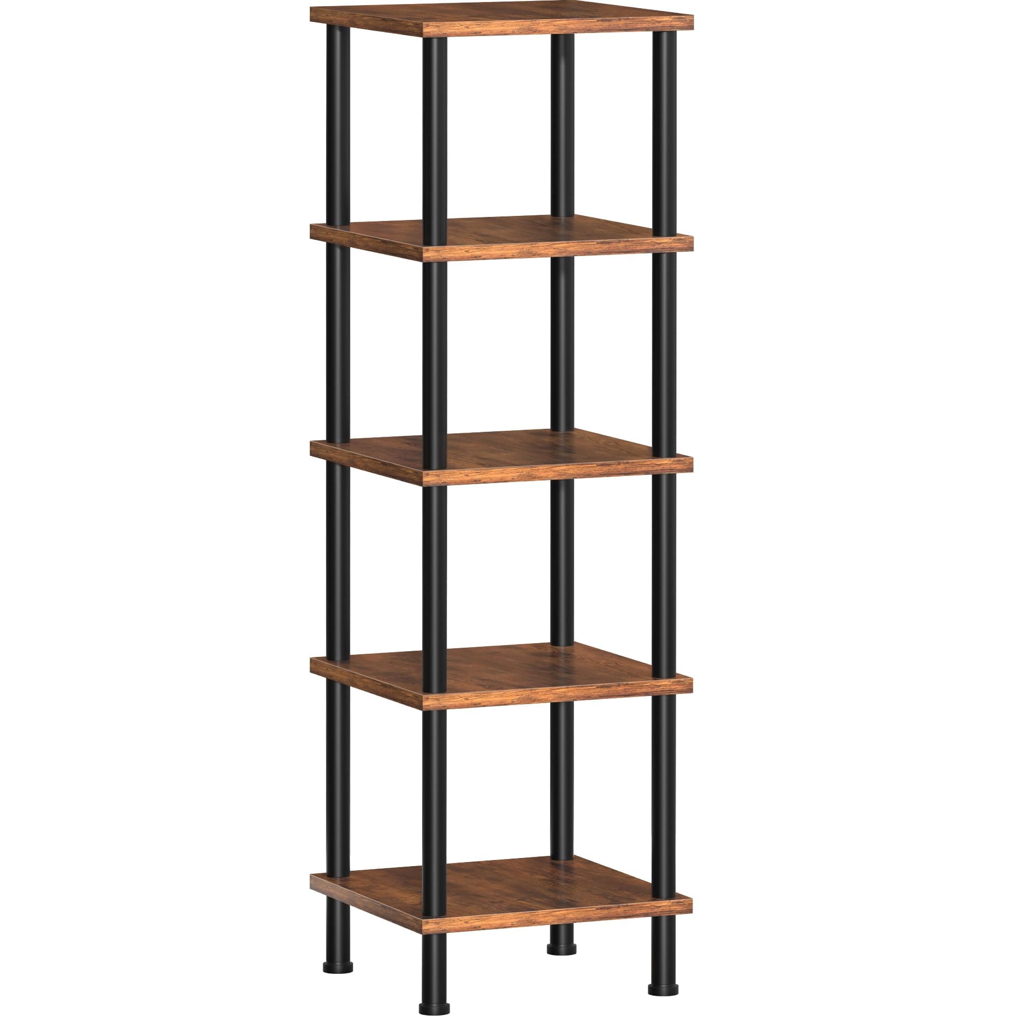 Industrial 5-Tier Square Shelf Stand Display Rack for Living Room, Home Office, Kitchen