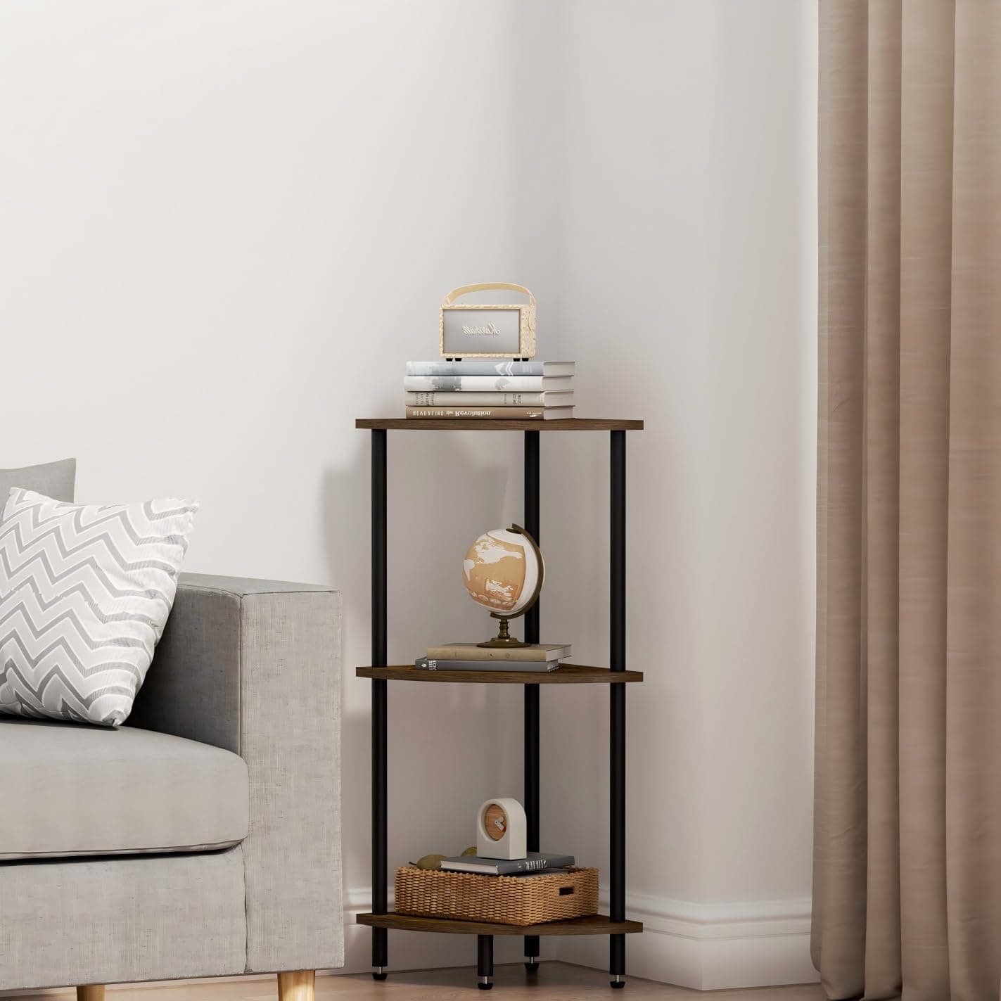 Rustic 3-Tier Corner Shelf for Small Spaces | Bedroom, Living Room, Kitchen