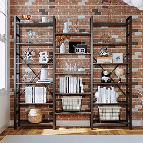 IRONCK 6-Tier Industrial Metal Bookshelf for Living Room & Office