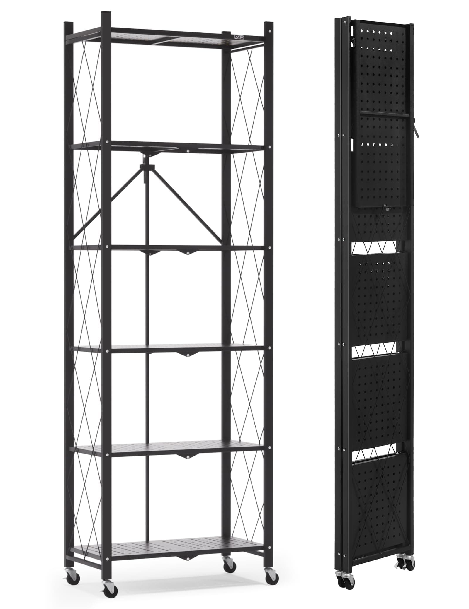 73.6 Inch Tall Metal Bookshelf, 6 Tier, Heavy Duty, Black (1PACK)