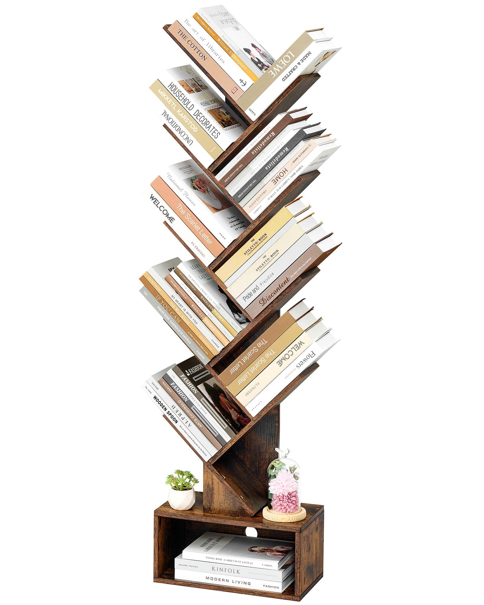 Hoctieon 9 Tier Rustic Brown Bookshelf for Living Room & Home Office