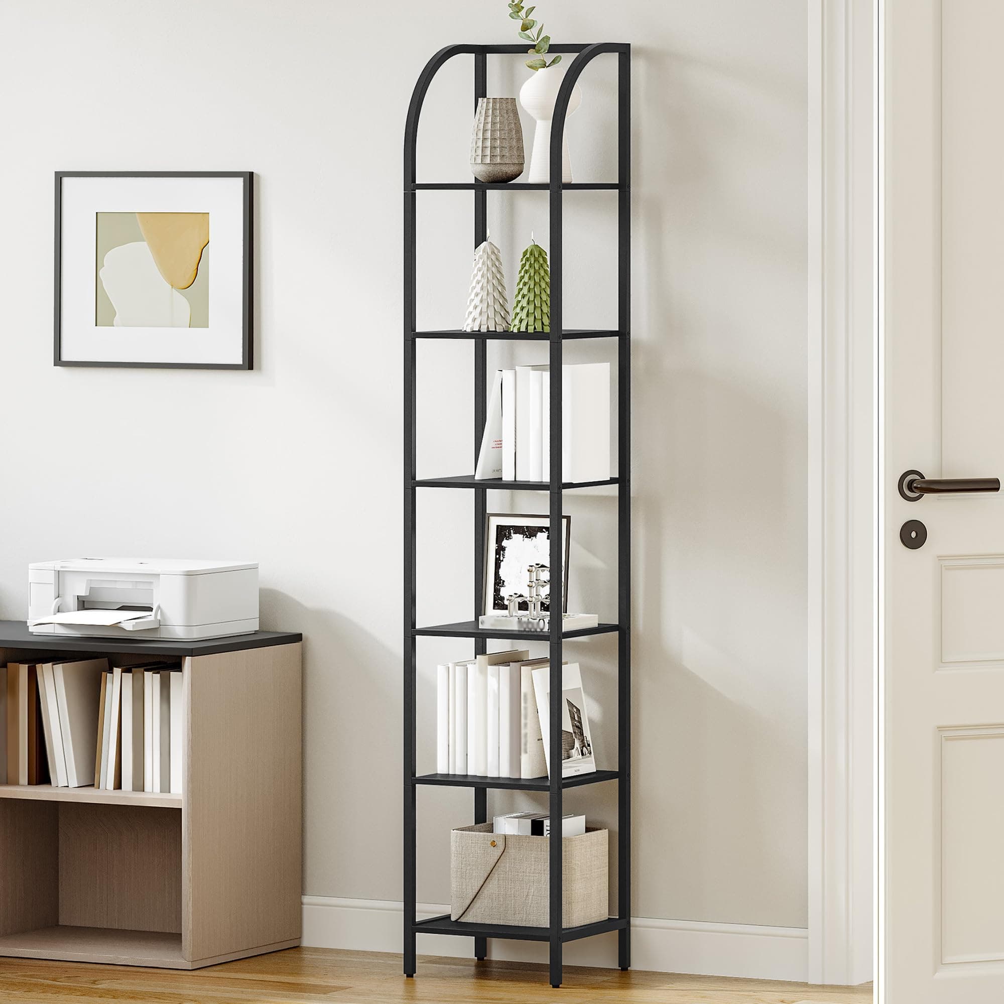 Industrial Style 6-Tier Black Steel Frame Bookcase BC56004B