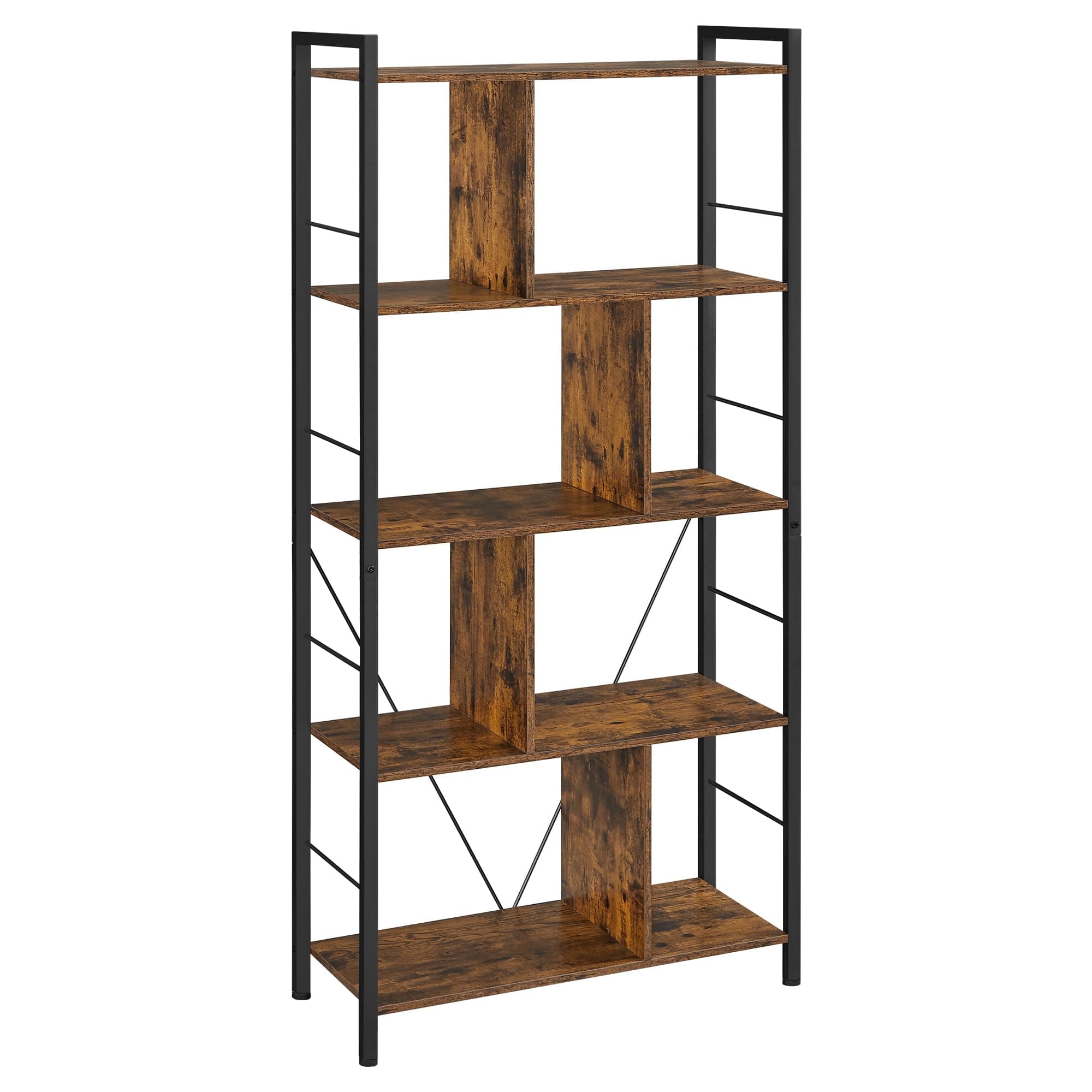 VASAGLE 5-Tier Bookshelf, Rustic Brown and Black ULBC121B01