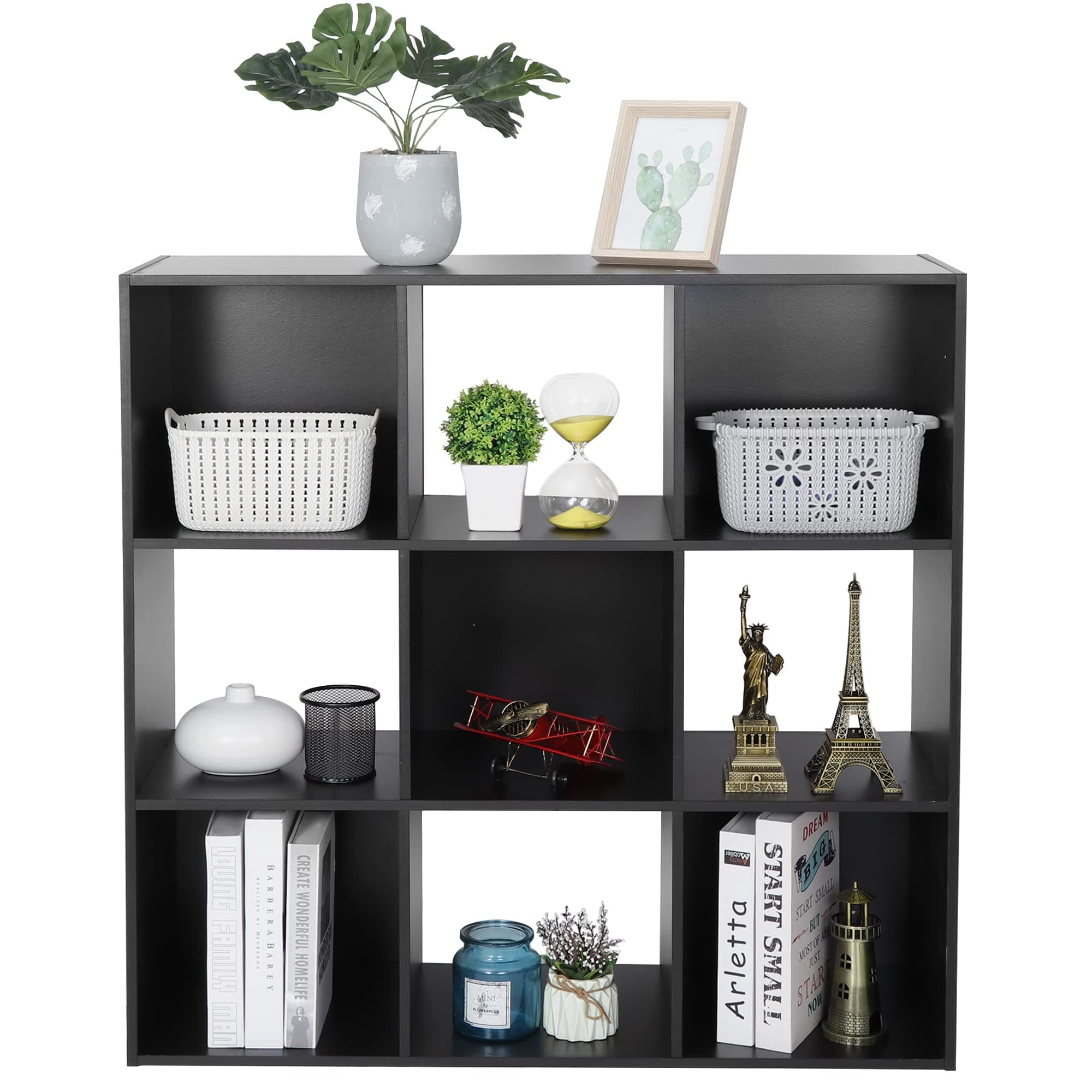 ZenStyle 9 Cube Storage Shelf Organizer, Black, Customizable Bookshelf System